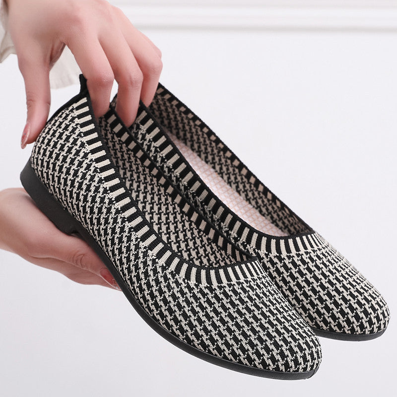 Damen Elegante Ballerinas aus atmungsaktivem Strickmaterial R&B