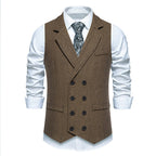 Herren elegante Herringbone-Weste mit doppelter Knopfleiste R&B