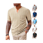 Herren Kurzarm T-Shirt mit V-Ausschnitt und Brusttasche R&B