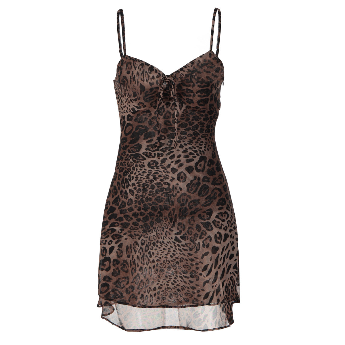 Damen Nachtkleid mit tierischem Muster und zartem Spaghettiträgerschnitt R&B