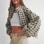 Damen kuschelige Fleecejacke im modernen Karodesign R&B