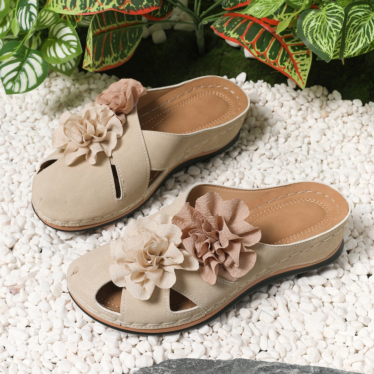 Damen Dekorative Sandalen mit offenen Zehen und floralem Design R&B