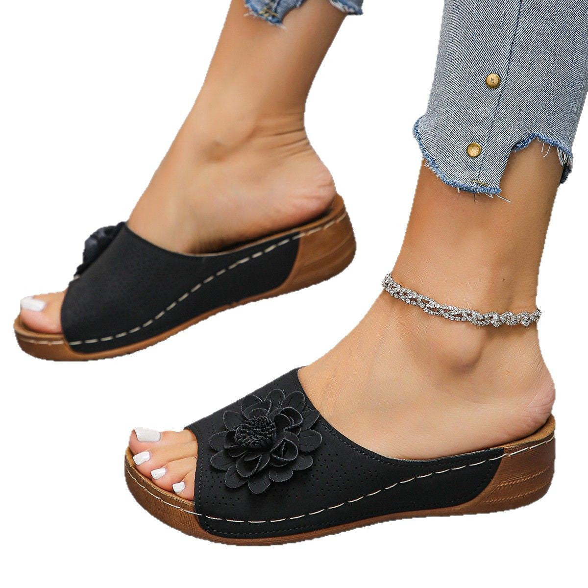 Damen Komfortable Clogs mit floralem Design und rutschfester Sohle R&B