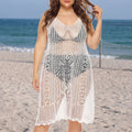 Damen gehäkelter Strandüberwurf mit transparentem Design R&B