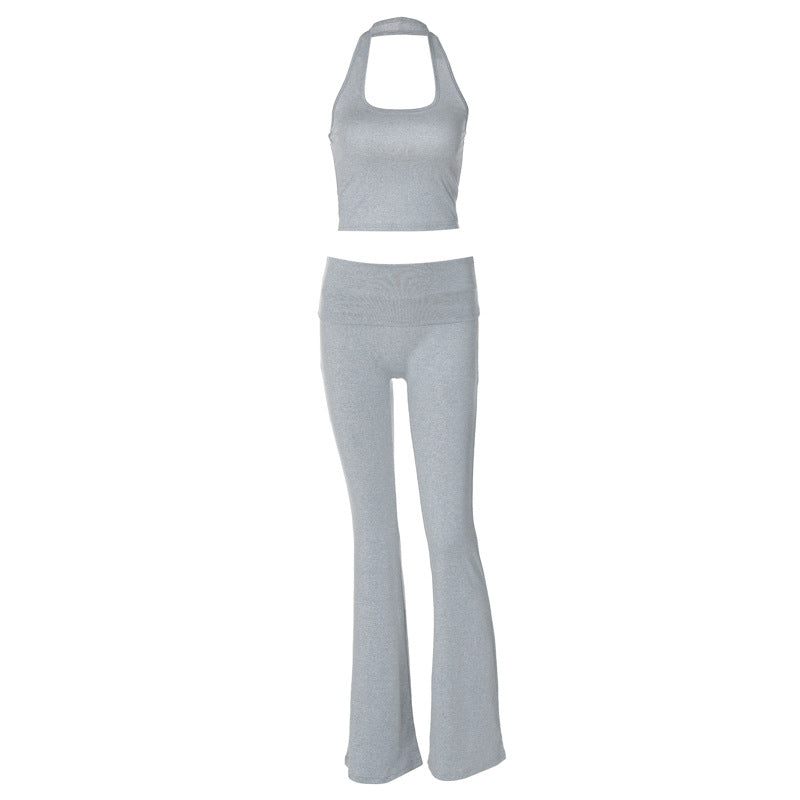 Damen Sportliches Set mit Haltertop und Flared Pants R&B