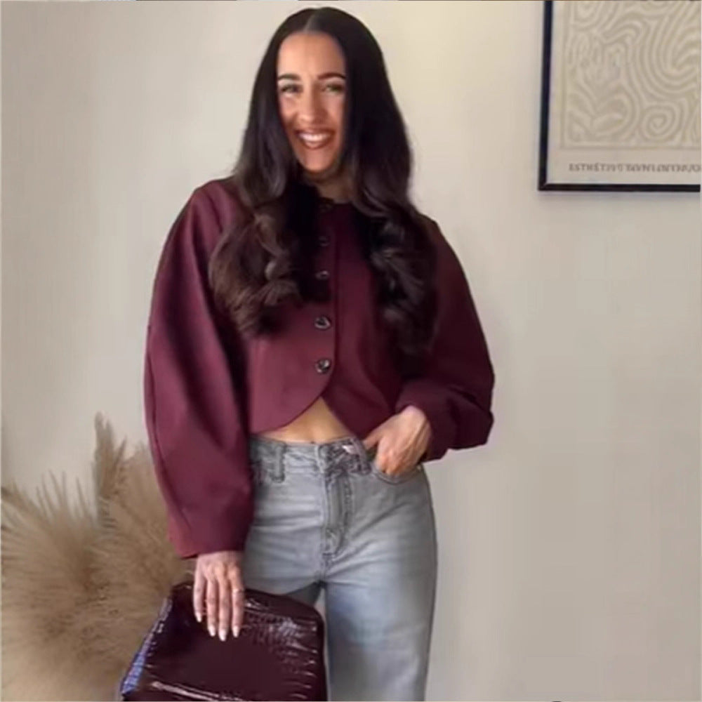 Damen Modische Jacke mit voluminösen Ärmeln R&B