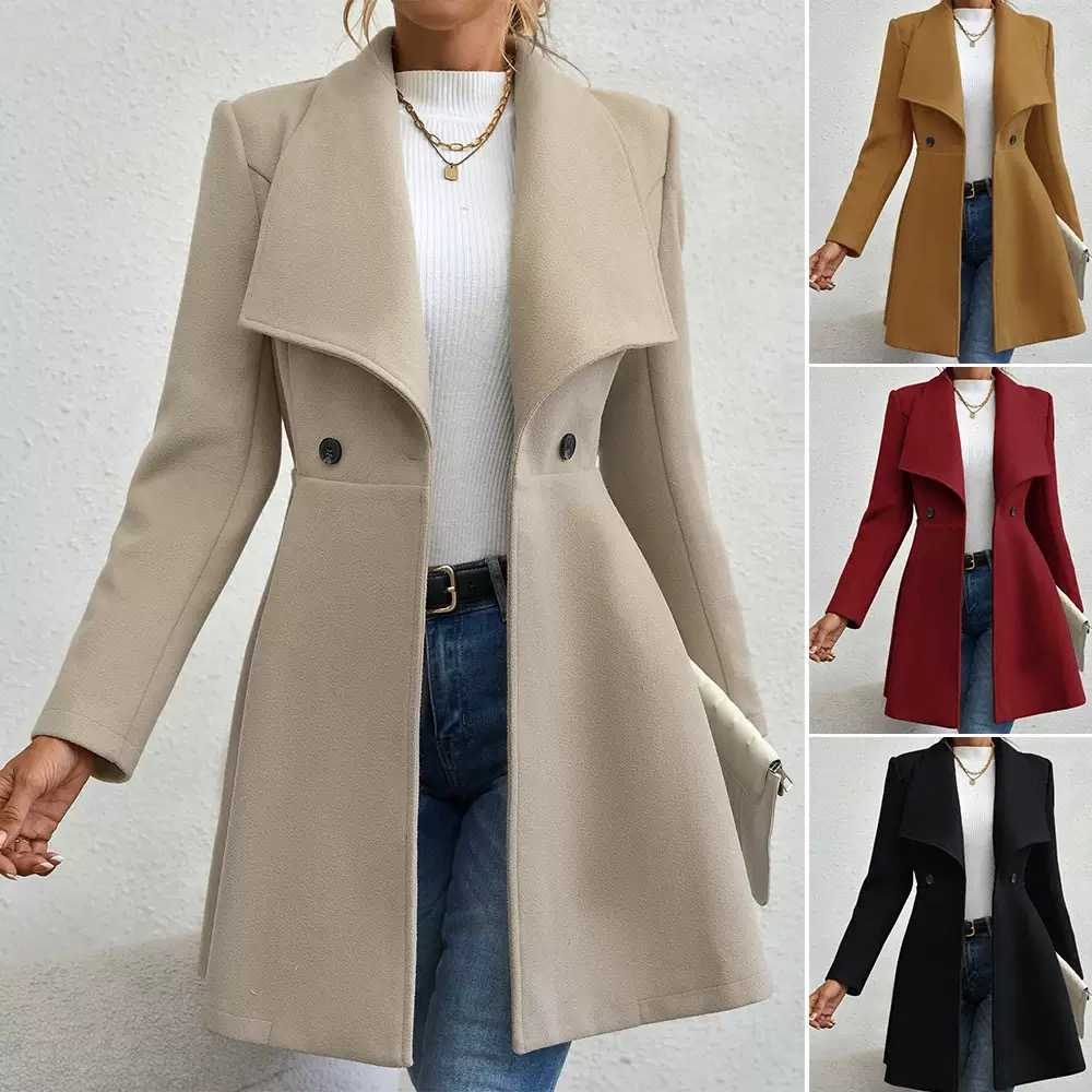 Damen schicke Übergangsjacke mit weitem Kragen R&B