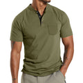 Herren Kurzarm-Henley-T-Shirt mit praktischer Brusttasche und modernem Kragen R&B