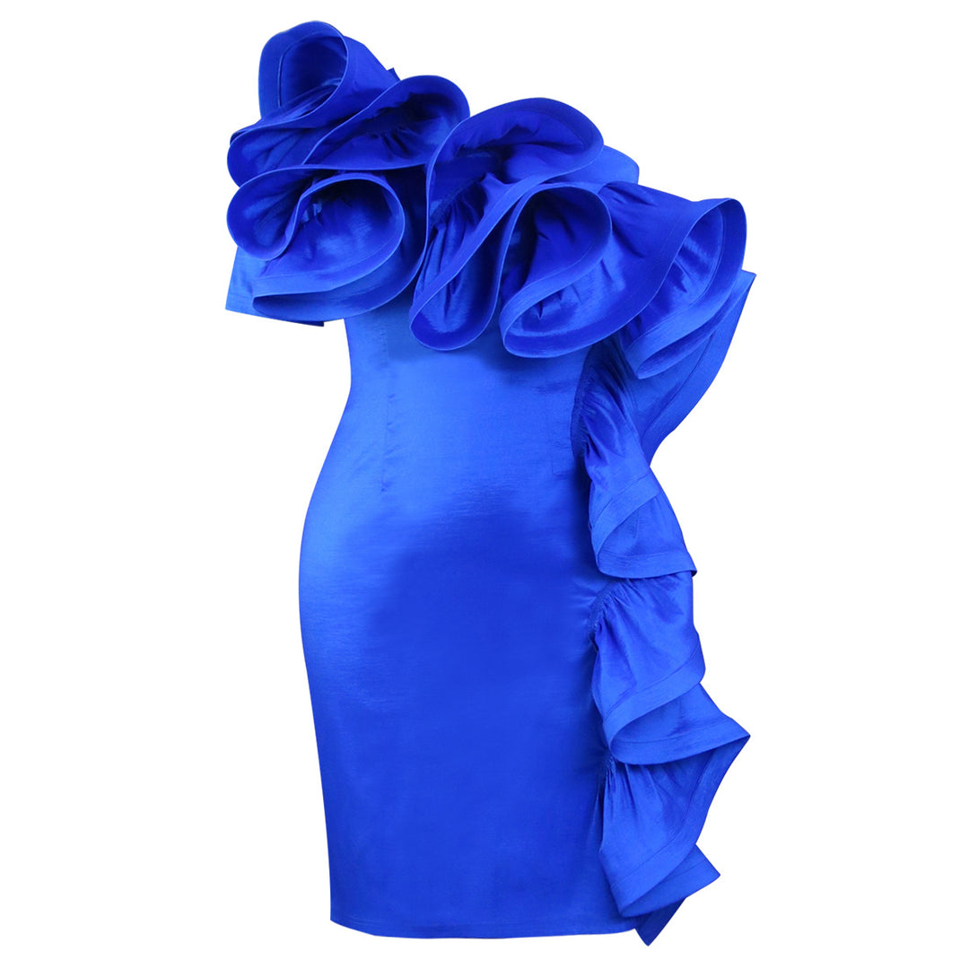 Damen elegantes Kleid mit dramatischen Rüschendetails R&B