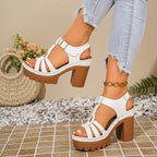 Damen Plateau-Sandalen mit dekorativem Riemen und ergonomischer Sohle