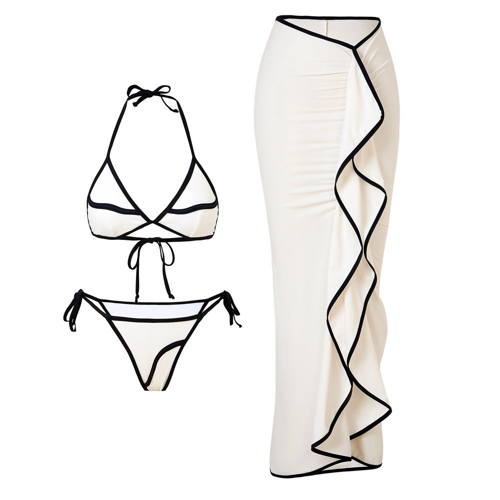 Damen Bikini-Set mit asymmetrischem Rock und verstellbarem Triangel-Oberteil R&B