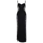 Damen Spitzen-Midi-Kleid mit transparenter Seitenpartie und verführerischem Design R&B