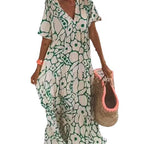 Damen Fließendes Maxikleid mit V-Ausschnitt und floralem Design R&B