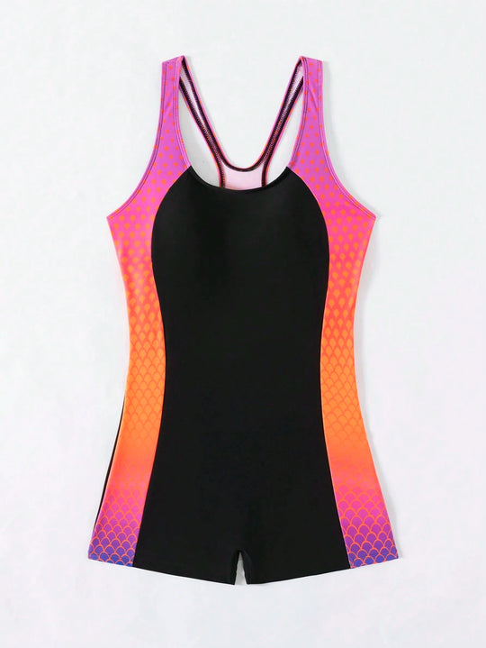 Damen Sportlicher Einteiler Badeanzug R&B 1782103762