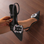 Damen Slingback-Pumps mit eleganter Strass-Schnalle R&B