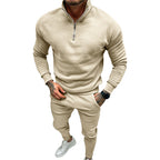 Herren nan athletisches Lounge-Set aus French Terry mit Halbzip-Stehkragen und konischer Jogginghose R&B
