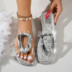 Damen elegante transparente Sandalen mit modischem Metallakzent R&B