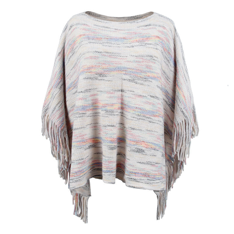 Damen kuscheliger Poncho mit fransigen Details R&B