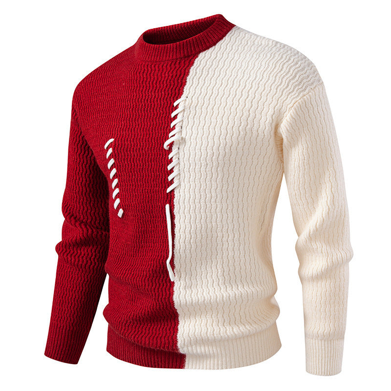 Herren Strickpullover mit innovativem Farbblock und markanter Struktur R&B