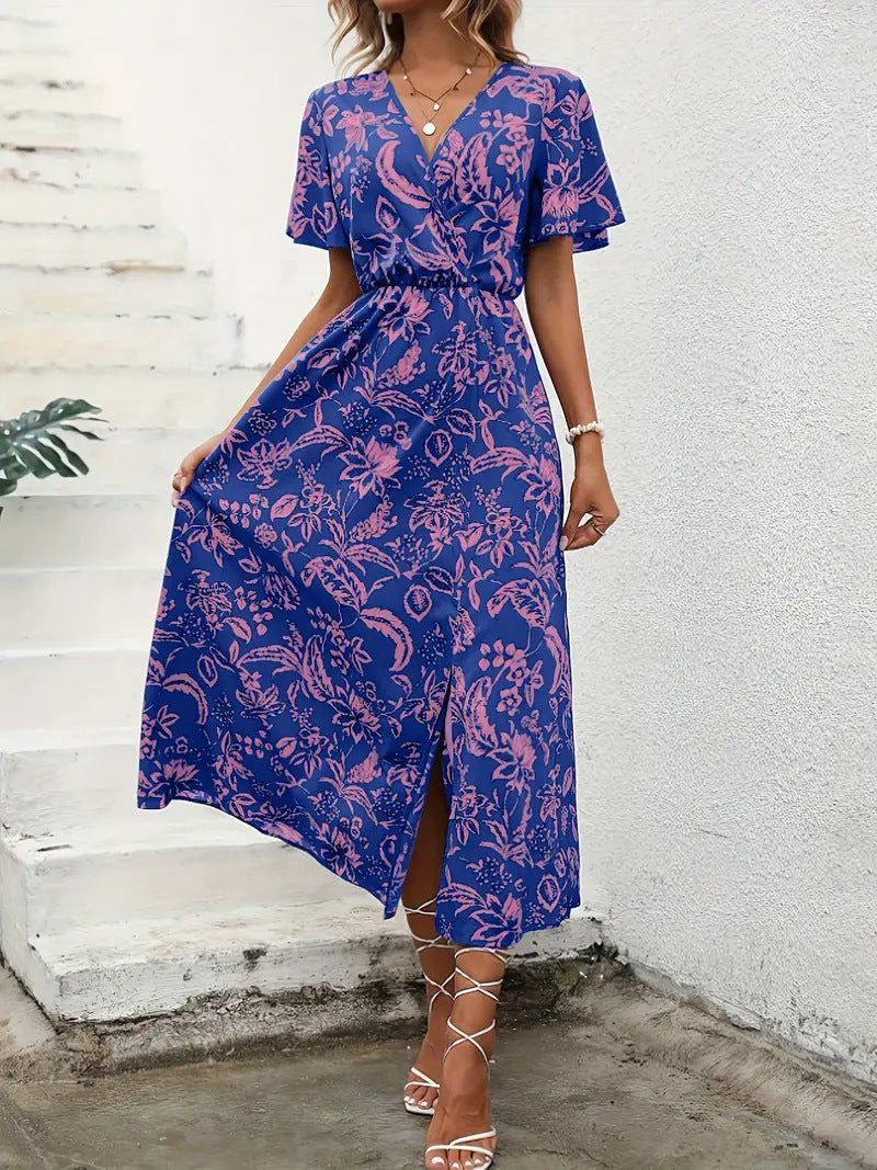 Damen Elegantes Maxikleid mit floralem Print und Taillierung R&B