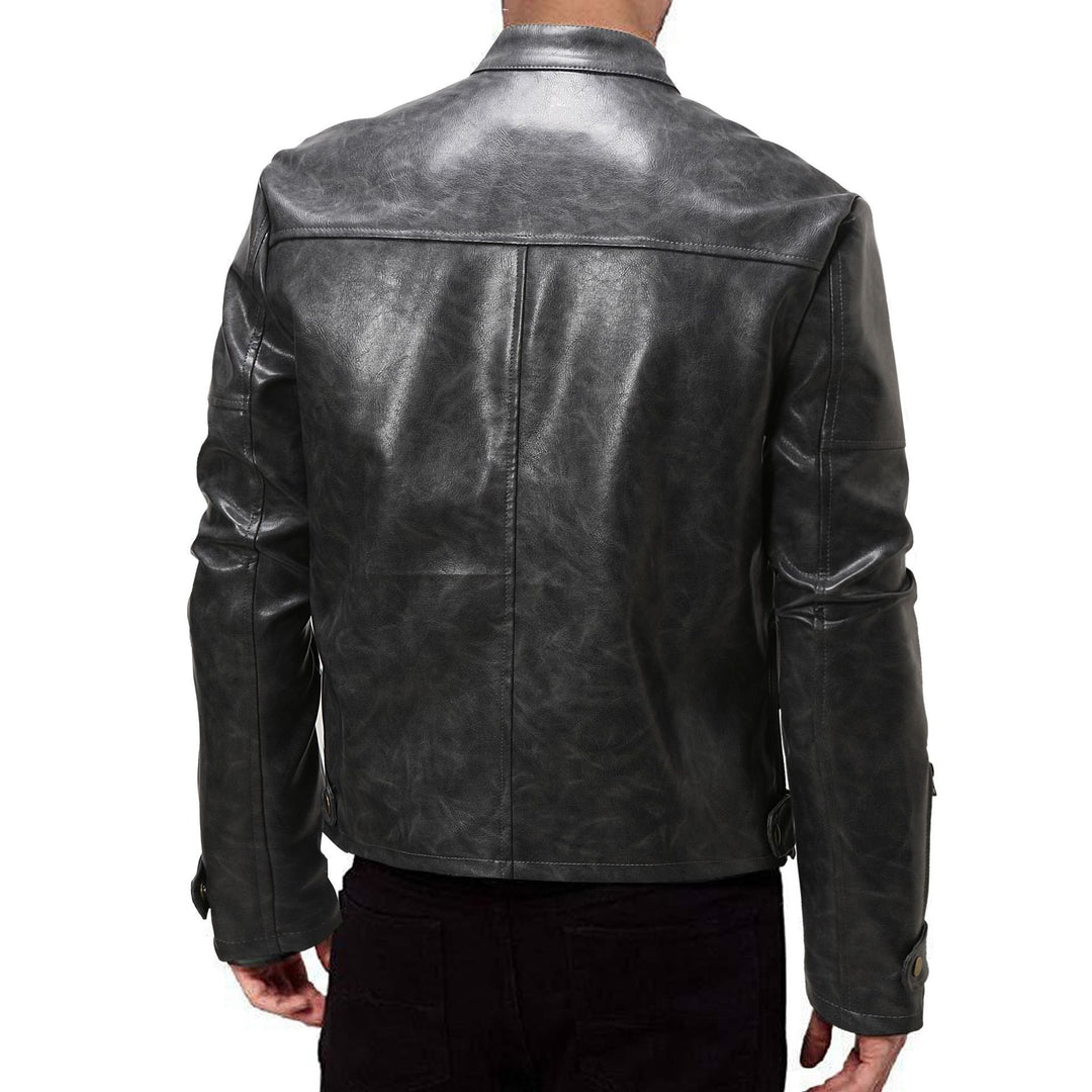 Herren Kunstleder Bikerjacke mit modernem Schnitt