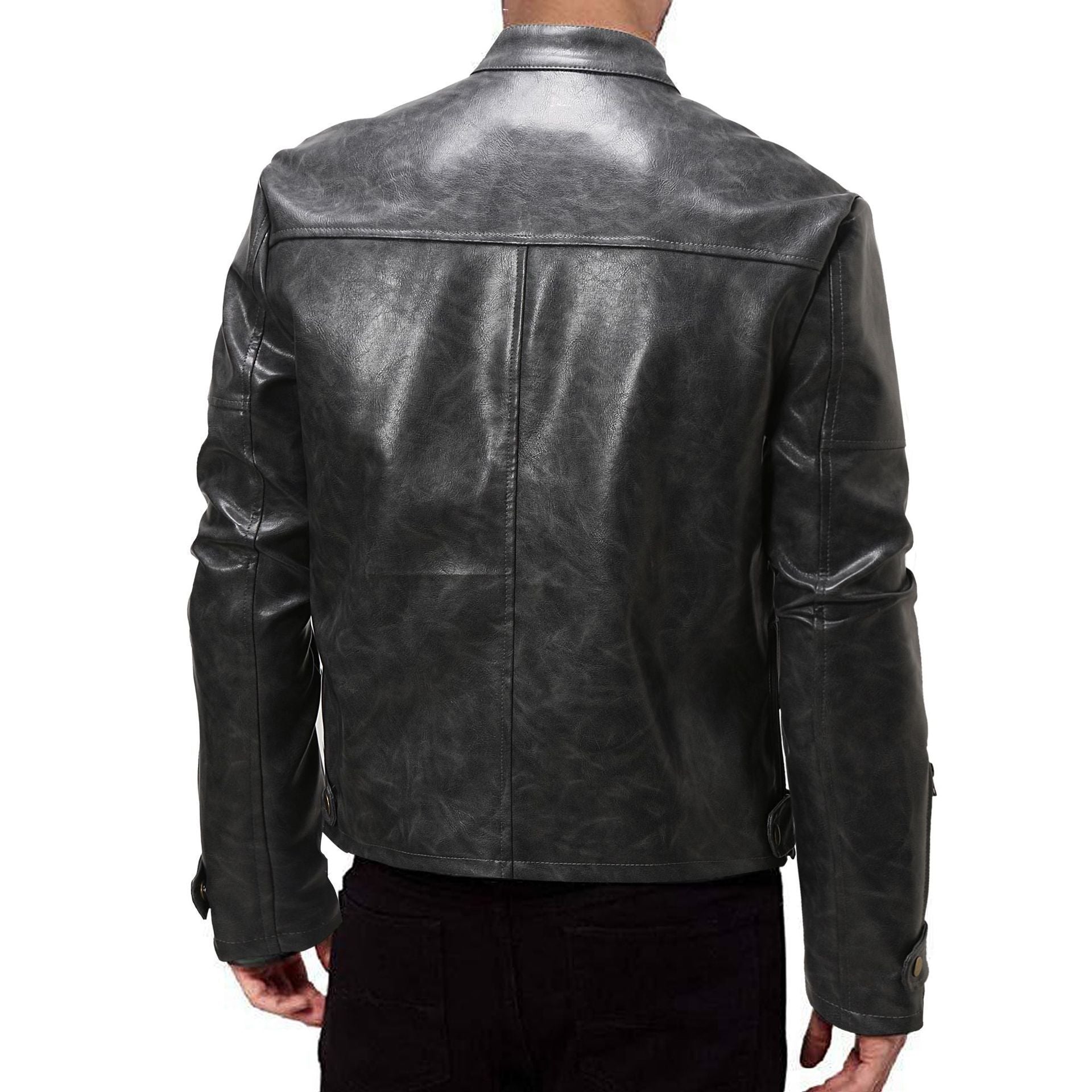 Herren Kunstleder Bikerjacke mit modernem Schnitt