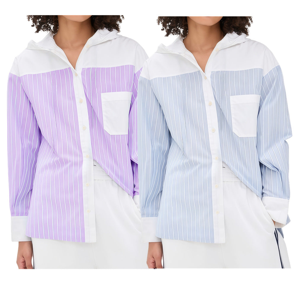 Damen elegante Satinbluse mit Puffärmeln und modernem Kragen R&B