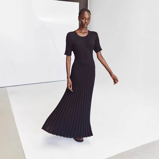 Damen Maxikleid aus feinem Rippenstrick R&B