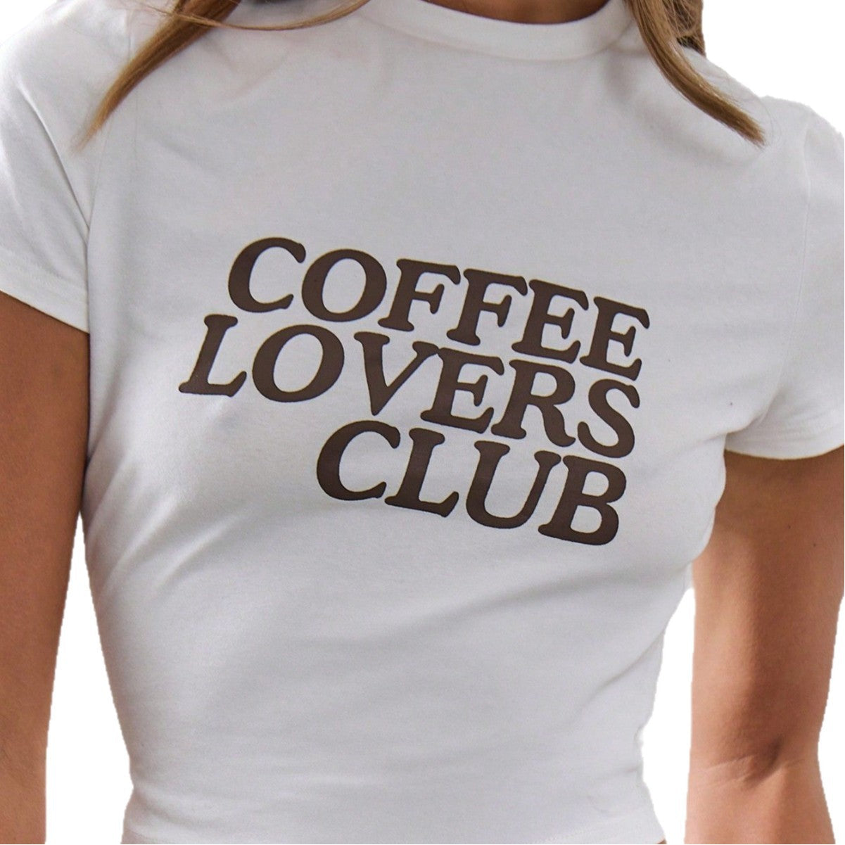 Damen Crop-T-Shirt mit kreativem KaffeeliR&Bhaber-Print R&B