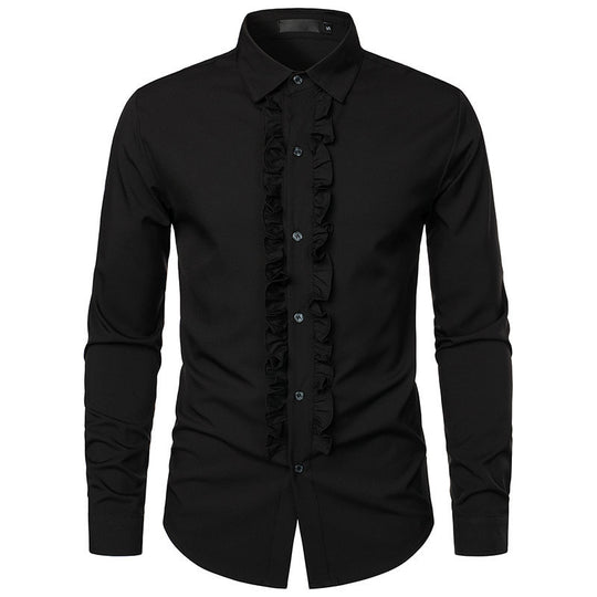 Herren elegantes Rüschenhemd mit modernem Schnitt R&B