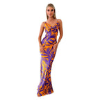 Damen Maxikleid mit dekorativem Blätterdruck und lässigem Schnitt R&B