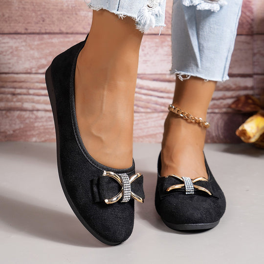 Damen elegante Ballerinas mit funkelndem Schleifen-Detail R&B