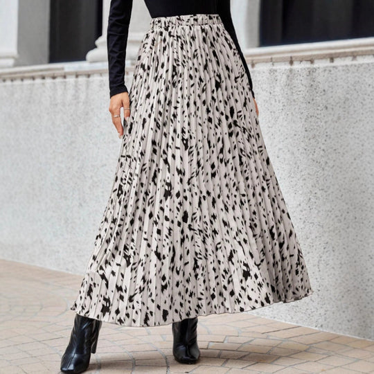 Damen Maxi-Faltenrock mit modischem Muster R&B