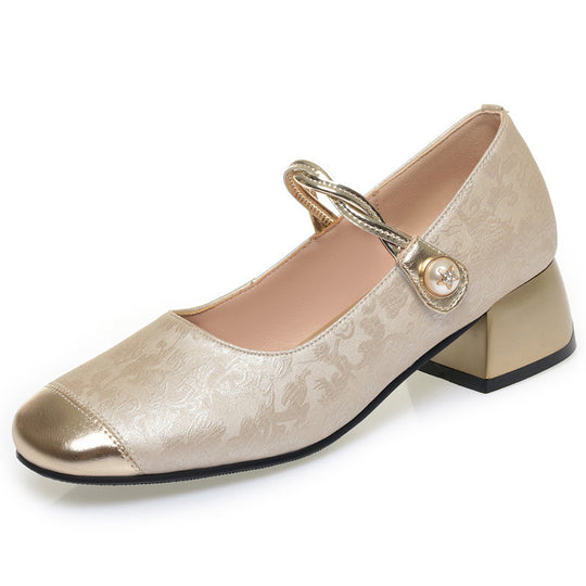 Damen Elegante Mary Jane Ballerinas mit modischem Riemchen und Blockabsatz R&B