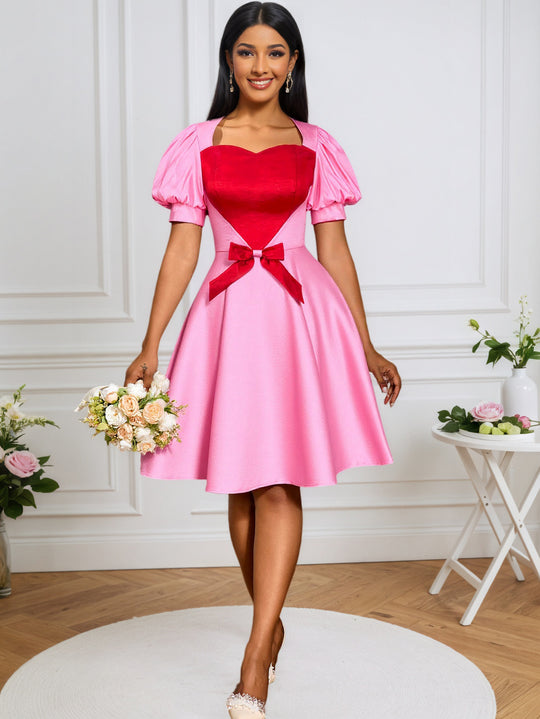 Damen festliches Kleid mit herzförmigem Oberteil und taillierter Silhouette R&B