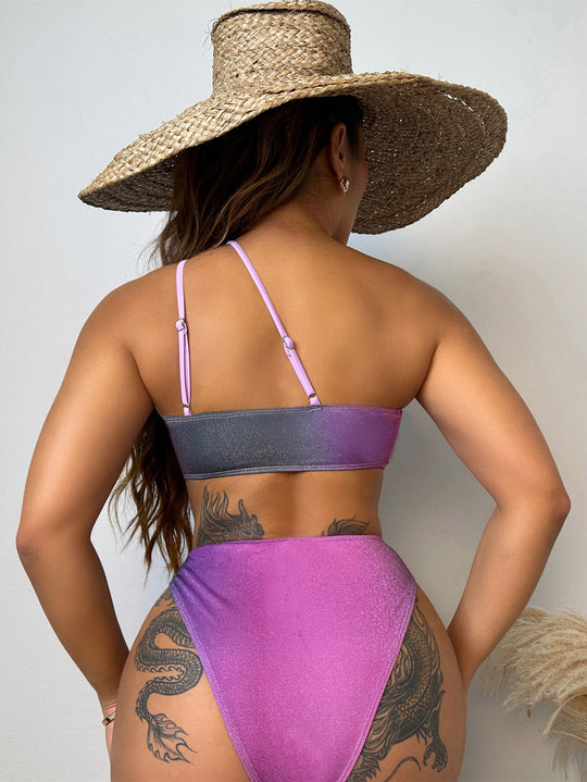 Damen Bikini mit asymmetrischem Design und Raffungen R&B