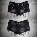 Damen Modische Destroyed Denim-Shorts mit Nieten