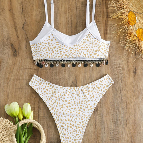 Damen Bikini-Set mit modischem Animal-Print und eleganten Verzierungen R&B