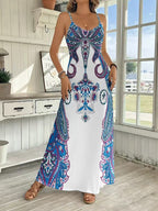Damen Maxikleid mit verspieltem Druck und eleganter Silhouette R&B