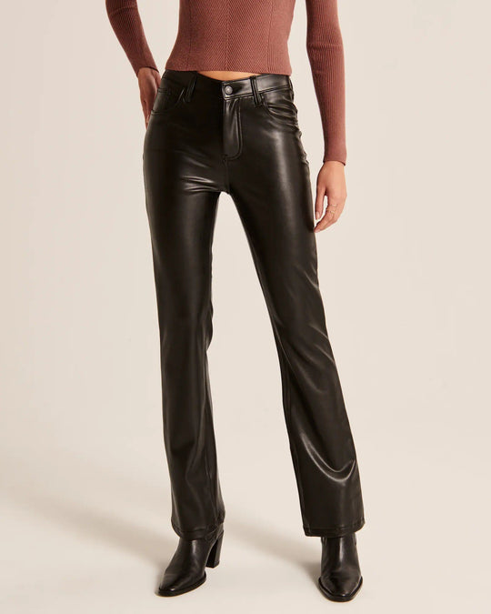 Damen Kunstlederhose mit geradem Bein