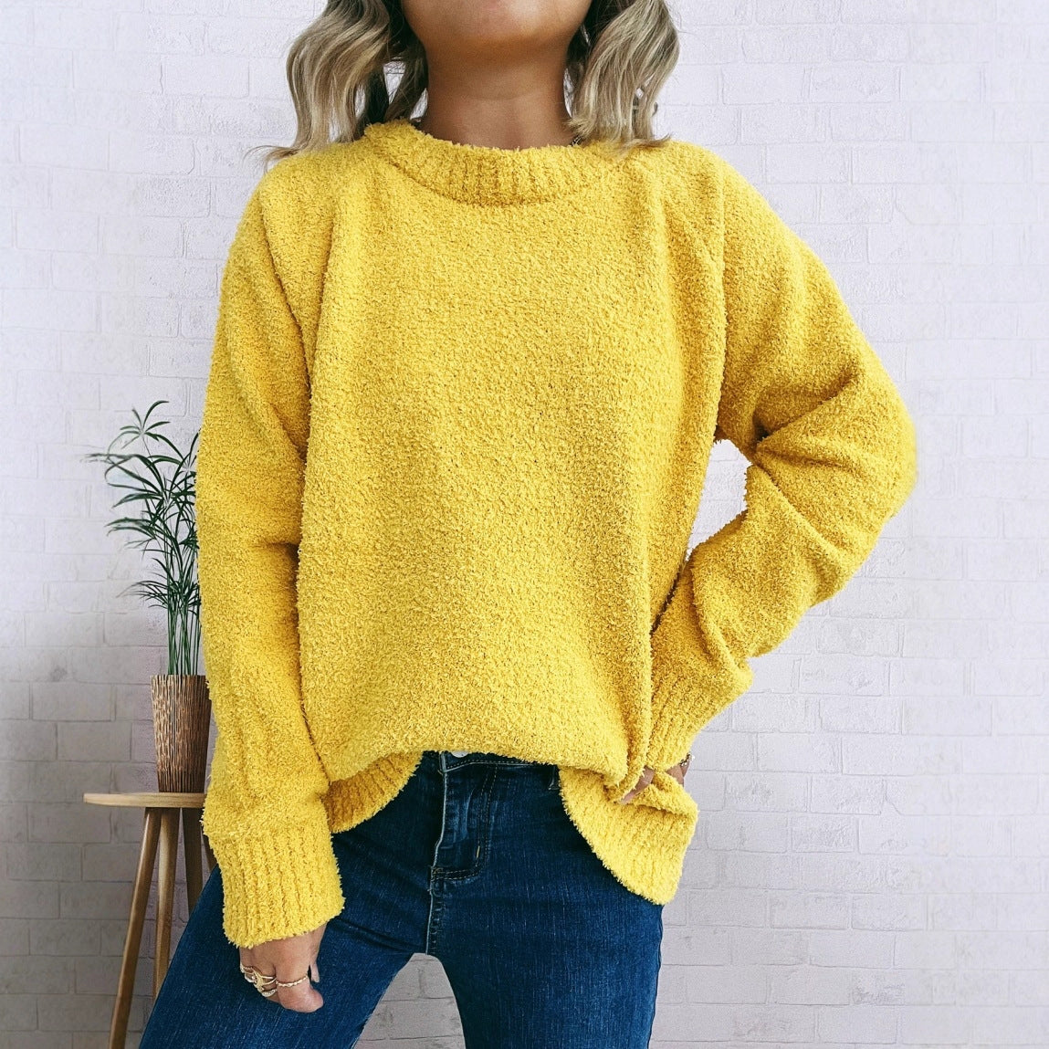 Damen wärmender Strickpullover mit lässigem Schnitt und strukturiertem Design R&B