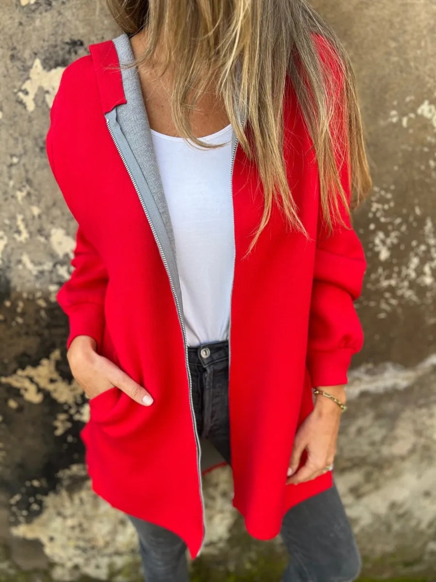 R&B | Hoodie Relaxed Fit Reißverschluss Mittellang mit Taschen
