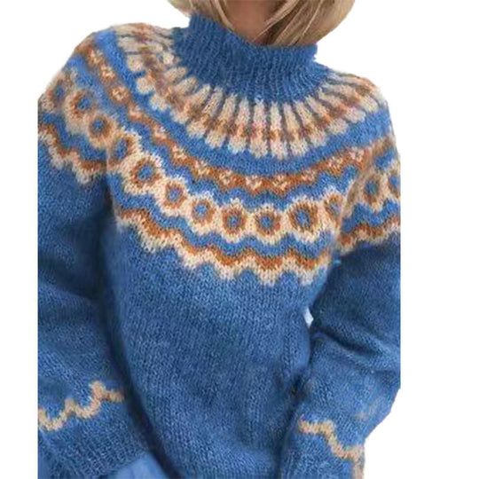 Damen Kuscheliger Strickpullover mit außergewöhnlichem Norweger-Muster R&B