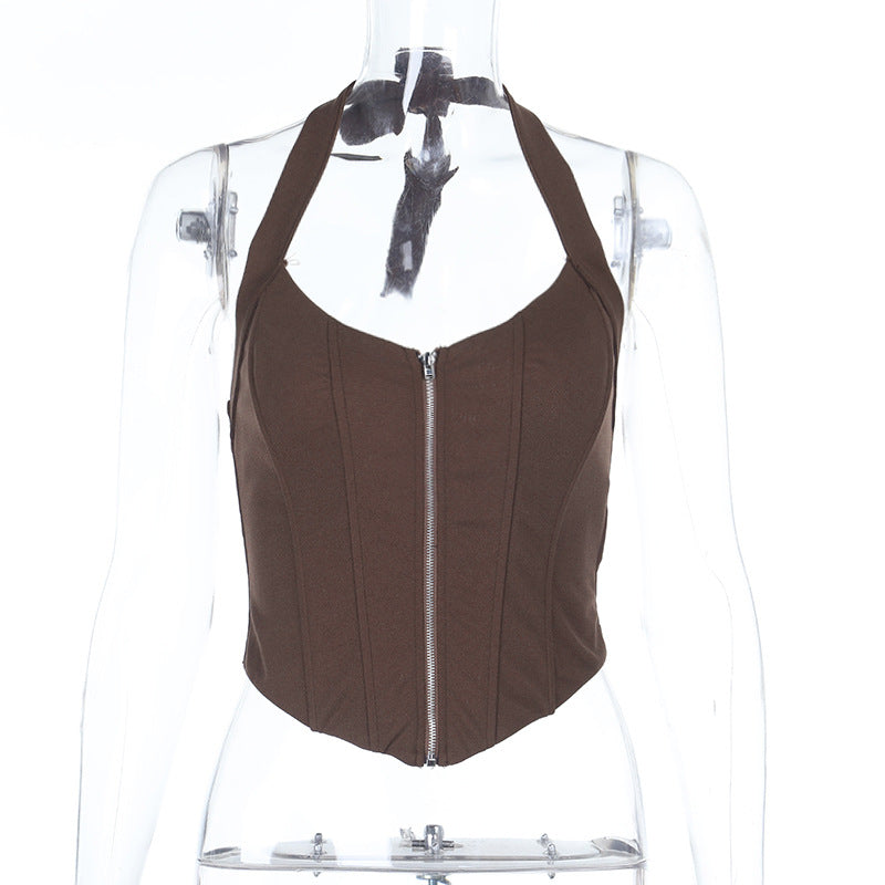 Damen Crop Top mit Reißverschluss R&B