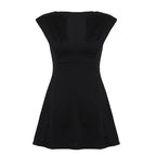 Damen Elegantes Kurzarm-Kleid mit Taillierung und V-Ausschnitt R&B