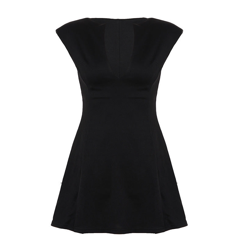 Damen Elegantes Kurzarm-Kleid mit Taillierung und V-Ausschnitt R&B