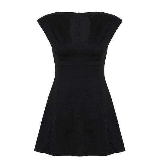 Damen Elegantes Kurzarm-Kleid mit Taillierung und V-Ausschnitt R&B