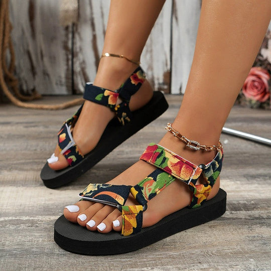 Damen modische Zehentrenner mit bunten Riemen R&B
