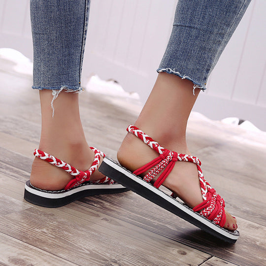 Damen Freizeit-Sandalen mit kunstvoll geflochtenem Riemen-Design R&B