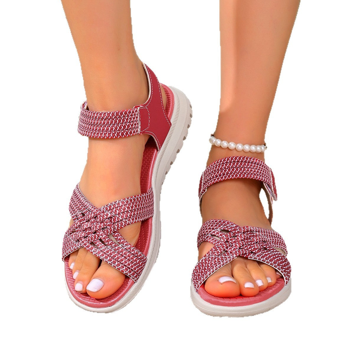 Damen Freizeit-Sandalen mit Fußbett und breiten Riemen R&B